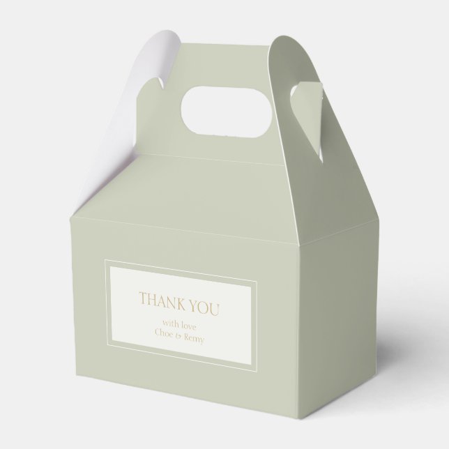 Chic Sage Green Danke Gastgeschenk Hochzeit Box Geschenkschachtel (Vorderseite)