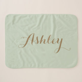 Chic Sage Green minimalistisches Monogramm Sherpa Sherpadecke