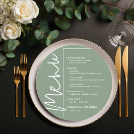 Chic Sage Green Round Menükarte