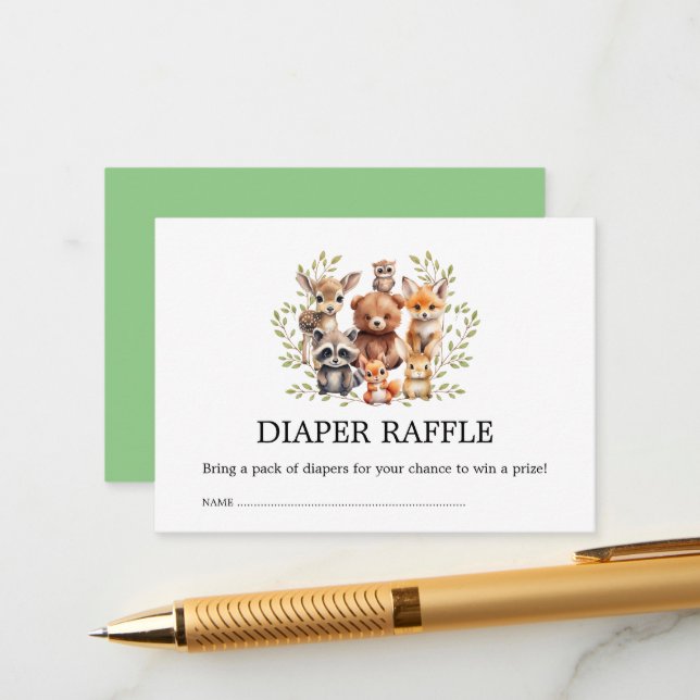 Chic Sage Greenerity Woodland Animals Windeln Raff Begleitkarte (Vorderseite/Rückseite Beispiel)