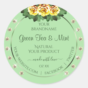 Chic Sage Vert produit Étiquettes Jaune Roses Bijo