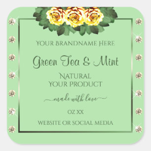 Chic Sage Vert produit Étiquettes Jaune Roses Bijo