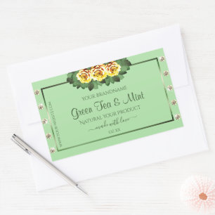 Chic Sage Vert produit Étiquettes Jaune Roses Bijo