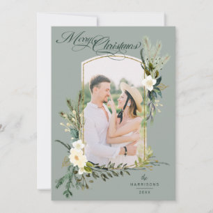 Chic Sage Weihnachten Botanisches Foto mit Gold