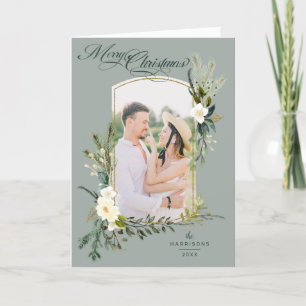 Chic Sage Weihnachten Botanisches Foto mit Gold