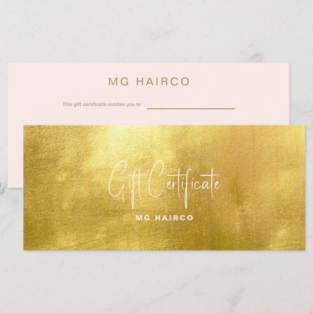 Chic Salon Gold & Blush-Geschenkgutschein (Vorne/Hinten)