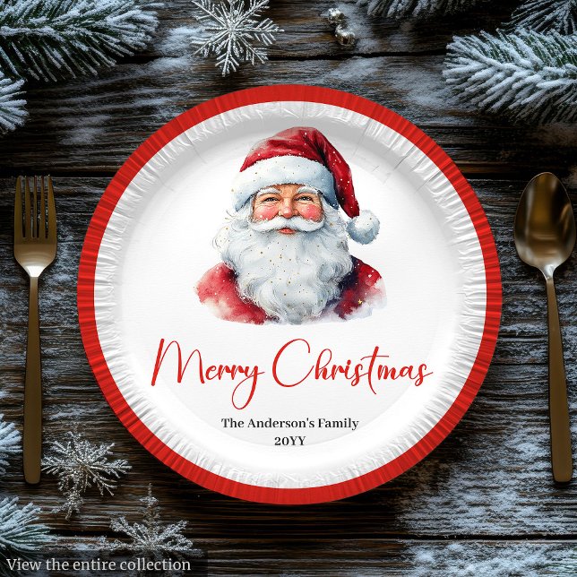 Chic Santa Claus Trendy Editable Christmas Plates Pappteller (Chic Santa Claus Trendy Editable Christmas Paper Plate)