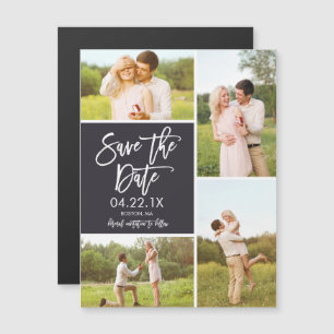 Chic Save the Date 4-Foto Collage Magnet