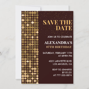 Chic Save the Date Gold 87. Geburtstagseinladungen Einladung