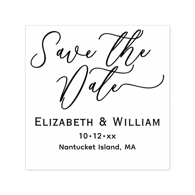 Chic Save the Date Wedding Typography #1 Name Date Permastempel (Design)