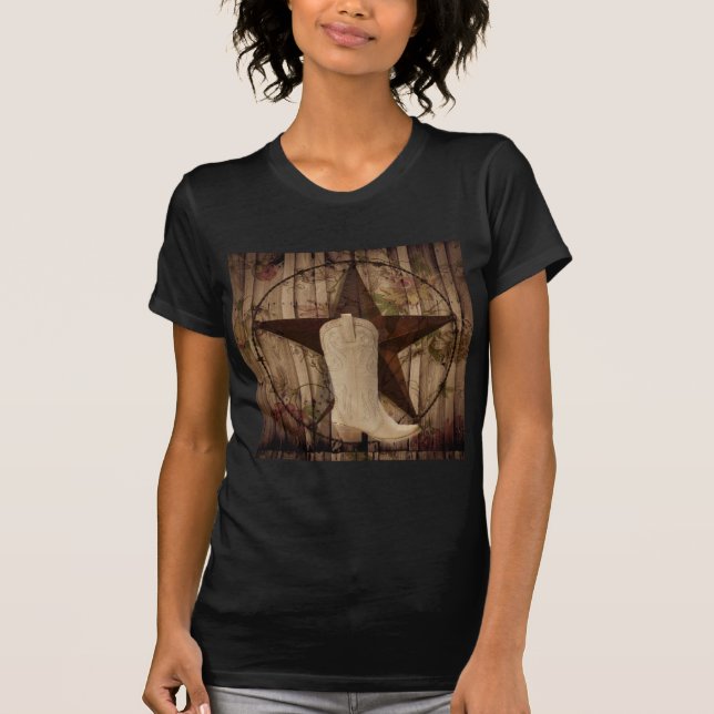 Chic Scheune Holz Texas Star Western Cowgirl T-Shirt (Vorderseite)