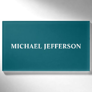 Chic Schlicht dunkle Aquamarine Farbe Personalisie Namenschild