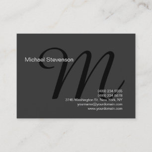 Chic Schlicht Grau Black Out Monogram Business Car Visitenkarte