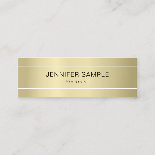 Chic Schlicht Modernes Berufliches Elegantes Gold  Mini Visitenkarte (Vorderseite)