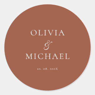 Chic Schrift Terrakotta Minimalistische Hochzeit Runder Aufkleber