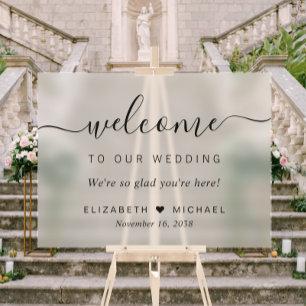 Chic Schriftzug Hochzeit Willkommen Mattglas Acrylschild
