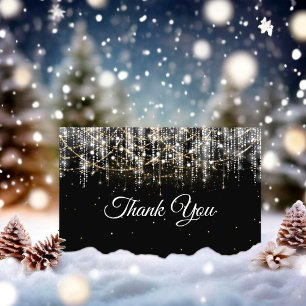 Chic schwarz silber goldfarbene Urlaublichter Dankeskarte