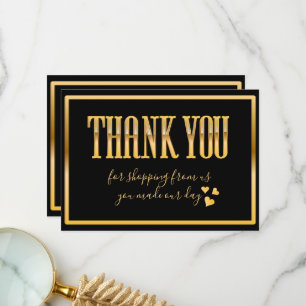 Chic, schwarz und helles Gold Dankeskarte