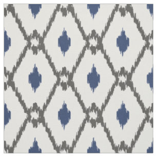 Chic Schwarz-weiß Blue Ikat Tribal Diamant Muster Stoff