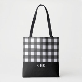 Chic Schwarz-weiß Buffalo Kariert mit Monogram Tasche
