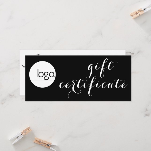 CHIC SCHWARZ-WEISS BUSINESS LOGO GIFT-BESCHEINIGUN (Vorderseite/Rückseite Beispiel)