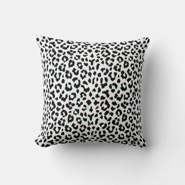 Chic, Schwarz-Weiß-Cheetah-Druck Kissen (Vorderseite)