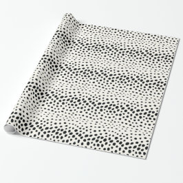 Chic Schwarz-weiß Cheetah Printmuster Monogramm Geschenkpapier