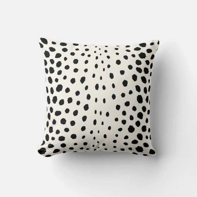 Chic Schwarz-weiß Cheetah Printmuster Monogramm Kissen (Vorderseite)