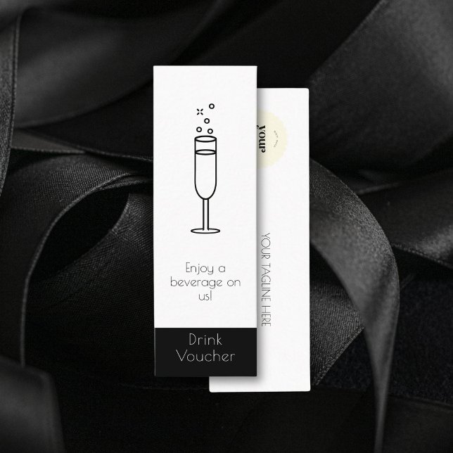 Chic Schwarz-weiß Event Logo Free Drink Voucher Mini Visitenkarte (Von Creator hochgeladen)