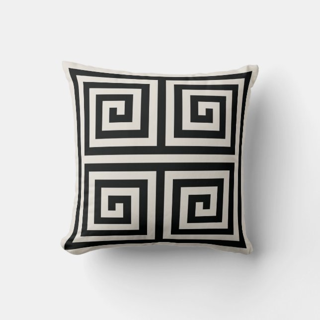 Chic, Schwarz-Weiß-geometrische Hauptmuster Kissen (Vorderseite)