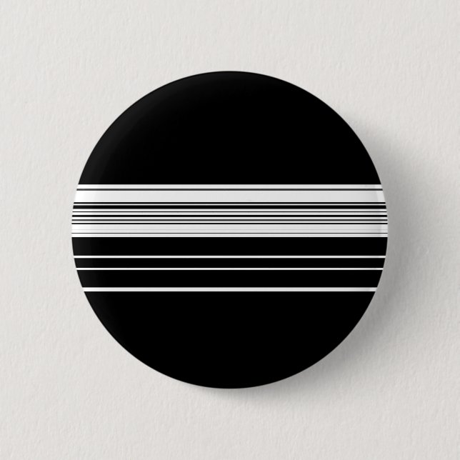 Chic Schwarz-weiß gestreift Button (Vorderseite)