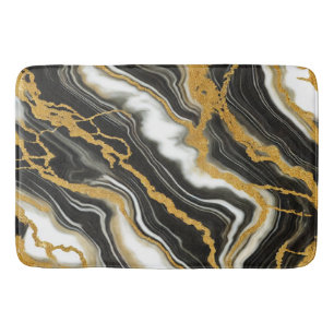 Chic Schwarz-weiß Gold Marmor Look Glamour Badematte