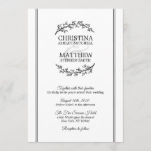 Chic Schwarz-weiß Laurel Wreath Branches WEDING