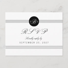 Chic Schwarz-weiß Monogram Response UAWG Postkarte