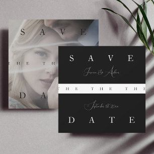 Chic Schwarz-weiß Simple Foto Wedding Save The Date