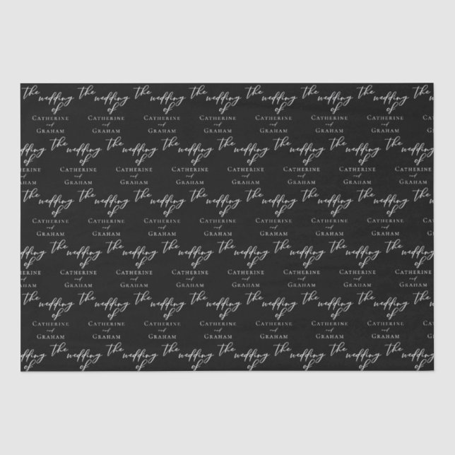 Chic Schwarz-weiß Typografy Personalisiert Wedding Seidenpapier (Vorderseite)