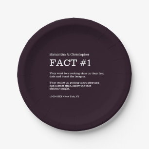 Chic Schwarz-weiß Wedding Fact Napkins Papierplatt Pappteller