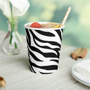Chic Schwarz-weiß zebra print safari Geburtstagspa Pappbecher