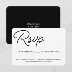 Chic Schwarz-weiße Hochzeit Wir reservierten Platz RSVP Karte