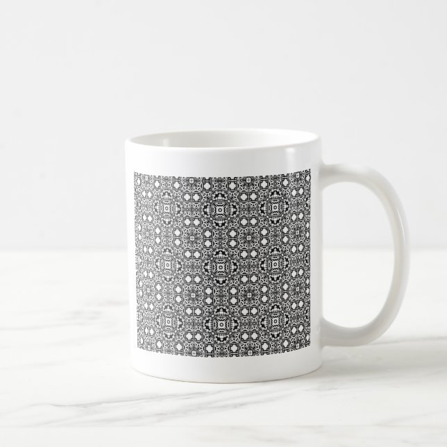 Chic Schwarz-weißes verziertes Musteraccessoire tr Kaffeetasse (Rechts)