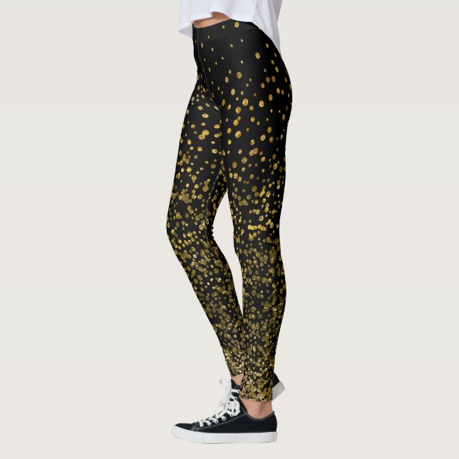 Chic-Schwarzes und Imitat-Folieconfetti-Punkte des Leggings (Links)
