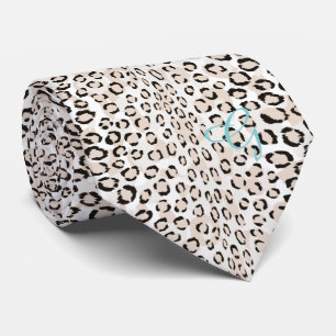 Chic Schwarzweiß-Cheetah-Print-Monogramm Krawatte