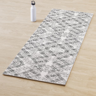 Chic Schwarzweiß Streifen und Blume Muster Yogamatte