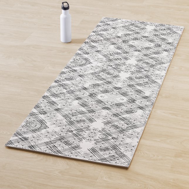 Chic Schwarzweiß Streifen und Blume Muster Yogamatte (Beispiel)