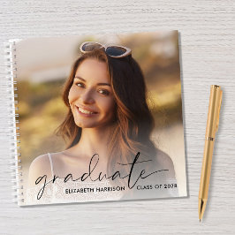 Chic Script 2 Foto Graduation Party Guest Book Notizbuch