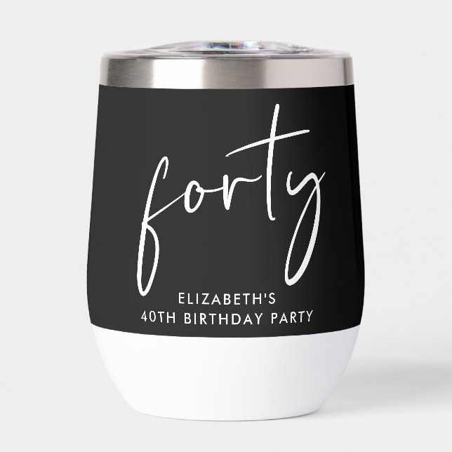 Chic Script 40. Geburtstag Party Black (Vorderseite)