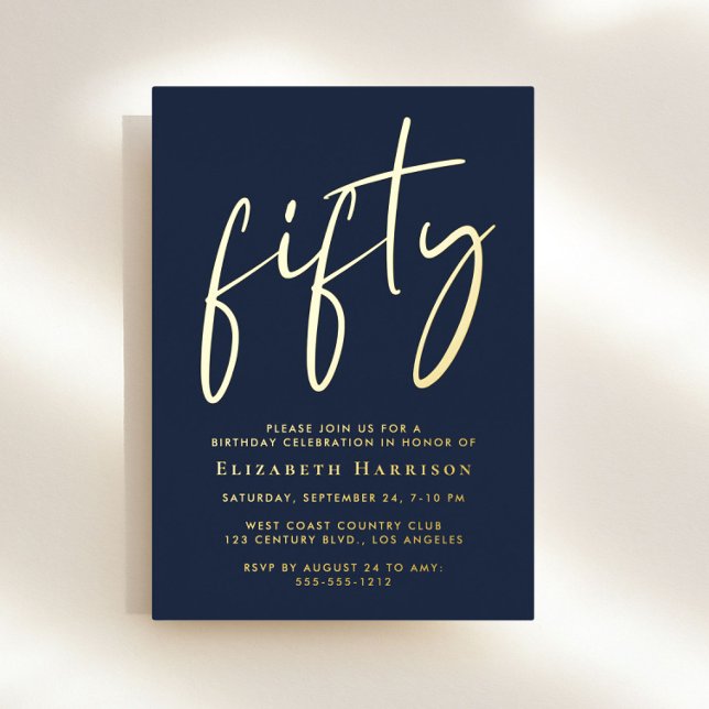 Chic Script 50. Geburtstagsparty Folieneinladung (Von Creator hochgeladen)