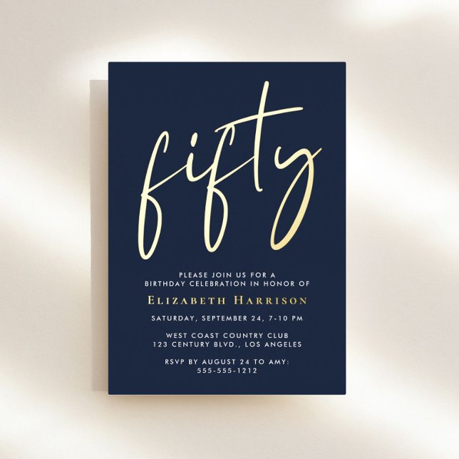 Chic Script 50. Geburtstagsparty Folieneinladung (Von Creator hochgeladen)