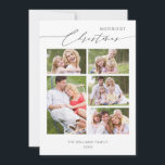 Chic Script 5 Family Photo Collage Christmas Feiertagskarte<br><div class="desc">Chic Script 5 Family Photo Collage Christmas Holiday Card.</div>