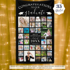 Chic Script Abschluss 35 Foto Collage Black Banner